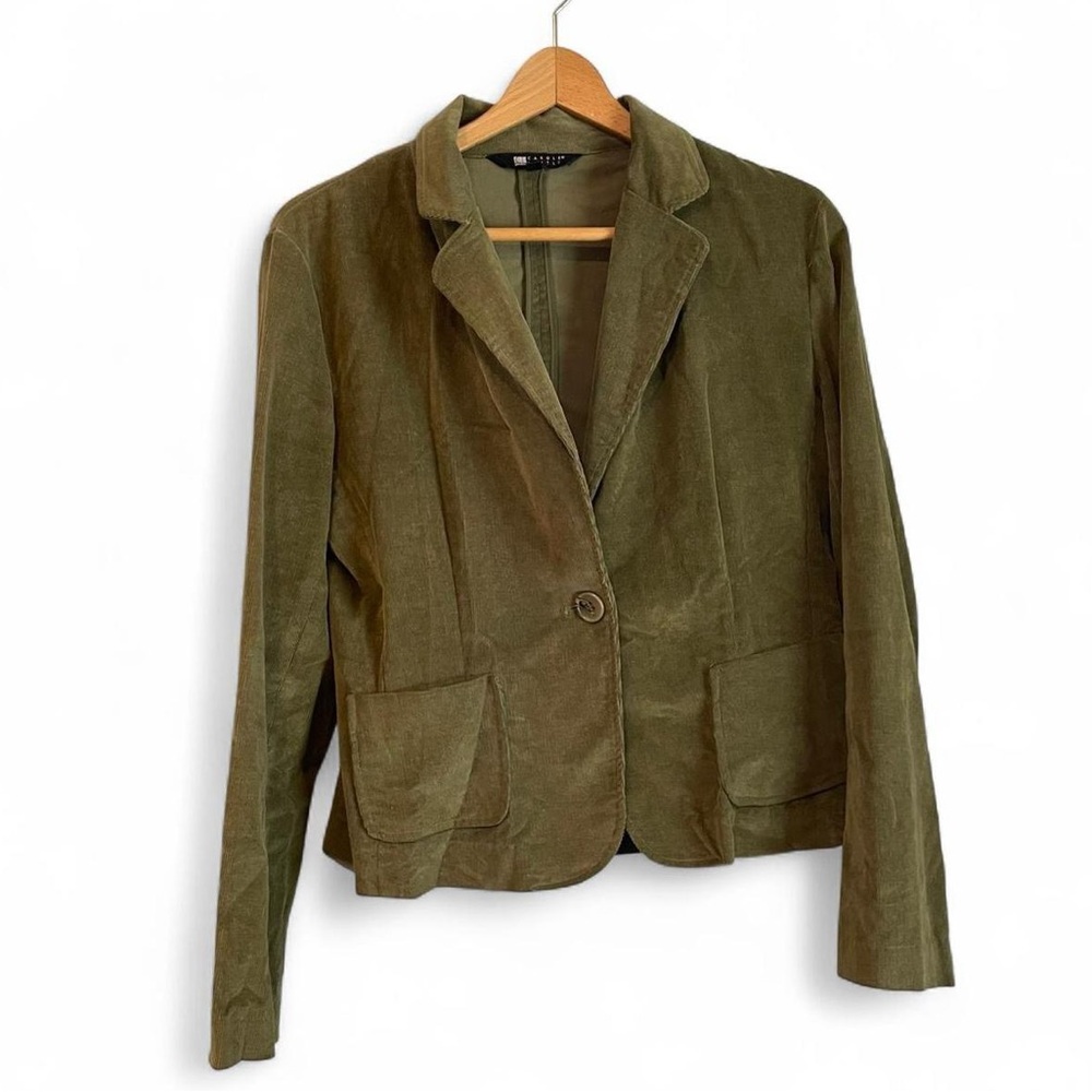Carole Little Women's 6 Fall Olive Green Corduroy Cotton Spandex Stretch Blazer